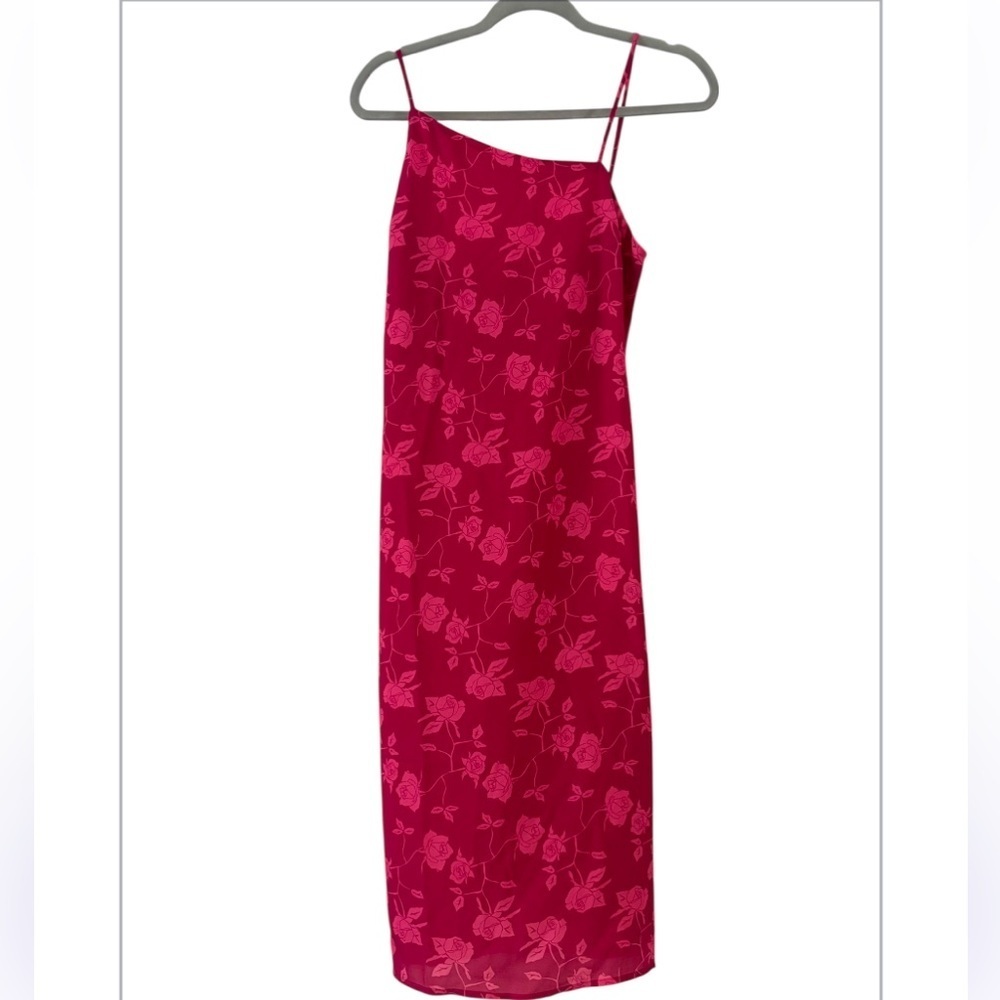 Shades of Rose Floral Asymmetrical Midi Dress NWT